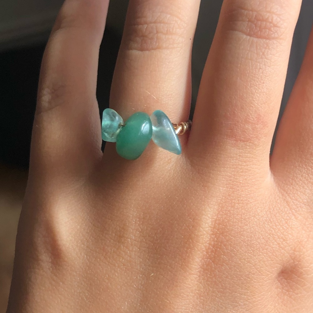 Green Aventurine Cluster Gold Ring